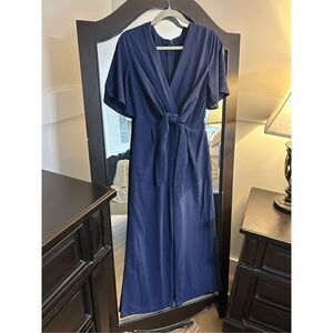 NEW Wide Leg Jumpsuit Tie Knot Small Blue